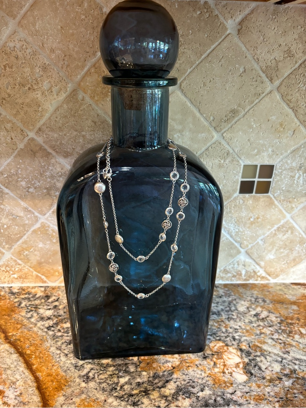 Retired Brighton Europa Long Station Necklace with Crystal Accents